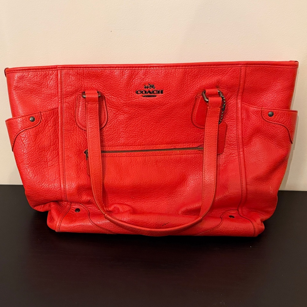 Coach Vibrant Red Leather Tote